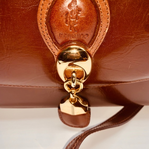 MARCHINO BROWN LEATHER PURSE w/adjustable strap - Picture 3 of 5